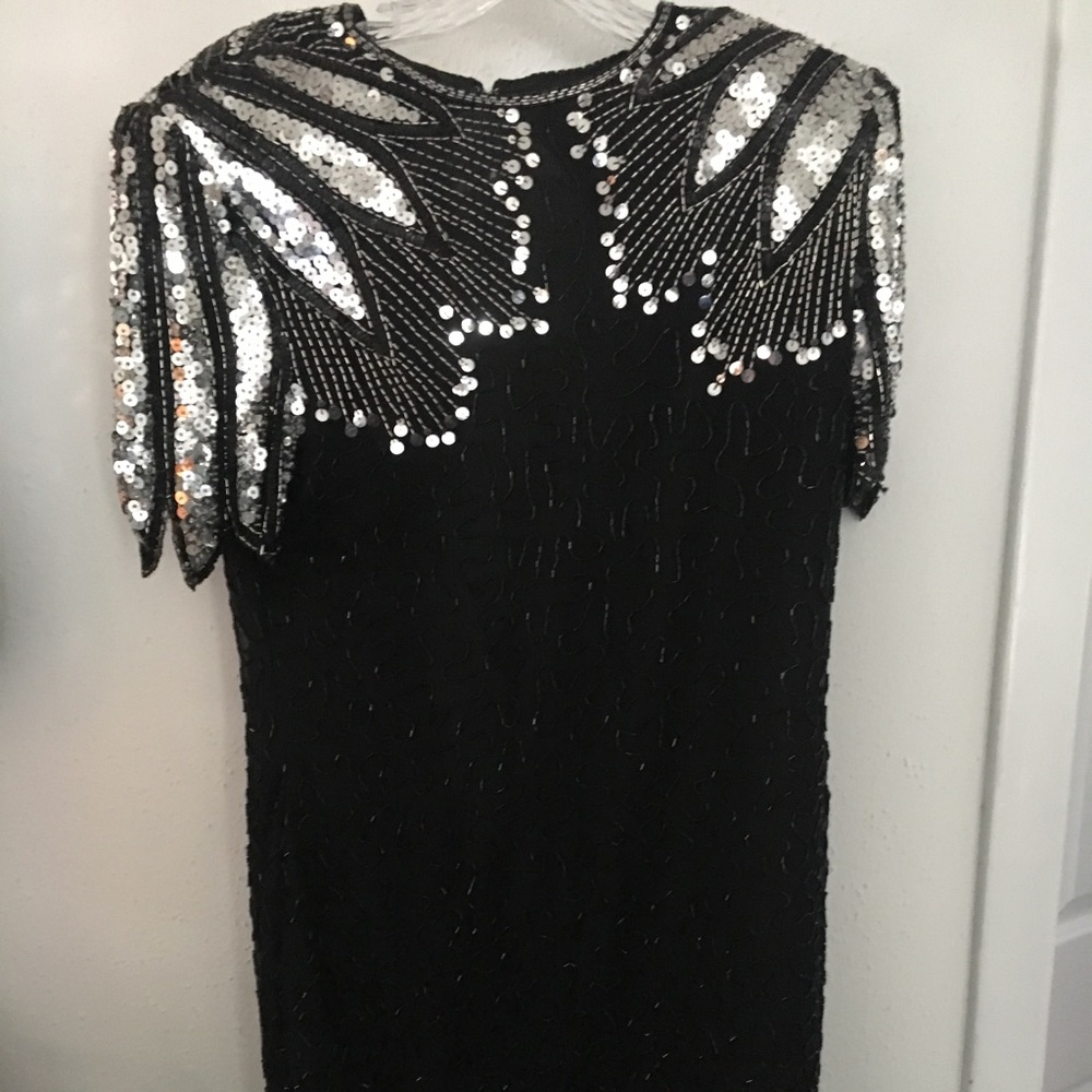 Cocktail Dress Black and Silver sequined XL